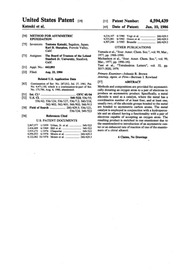 United States Patent (19) 11 Patent Number: 4,594,439 Katsuki Et Al