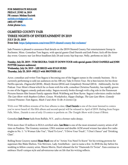 OLMSTED COUNTY FAIR THREE NIGHTS of ENTERTAINMENT in 2019 JULY 23-25, 2019 Event Link