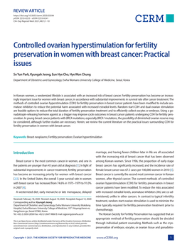 Controlled Ovarian Hyperstimulation for Fertility Preservation in Women with Breast Cancer: Practical Issues