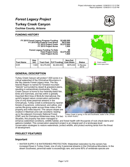 Forest Legacy Project Turkey Creek Canyon Cochise County, Arizona