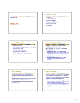 Statement Level Control Structures