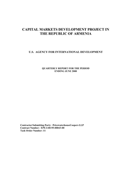 Capital Markets Development Project in the Republic of Armenia