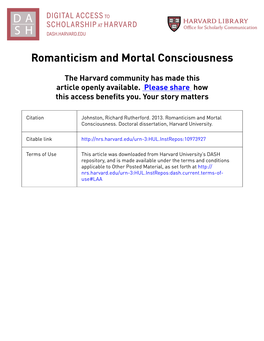 Romanticism and Mortal Consciousness