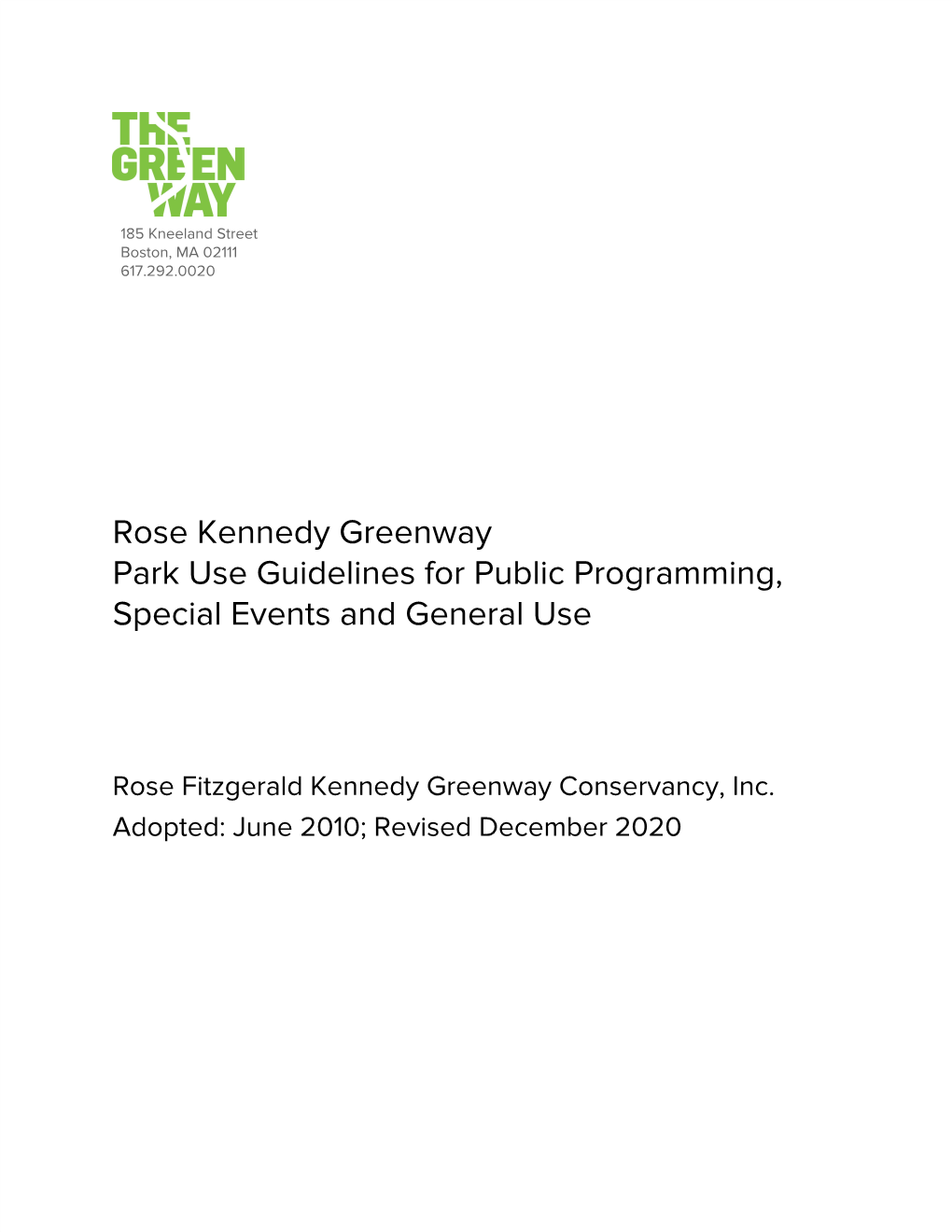 Park Use Guidelines for Public Programming, Special Events and General Use