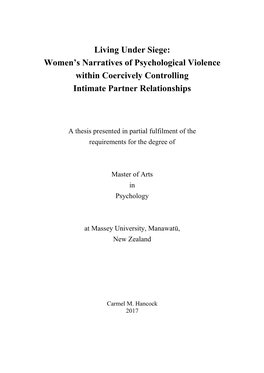 Living Under Siege: Women's Narratives of Psychological Violence Within Coercively Controlling Intimate Partner Relationships