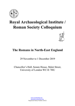 Royal Archaeological Institute / Roman Society Colloquium