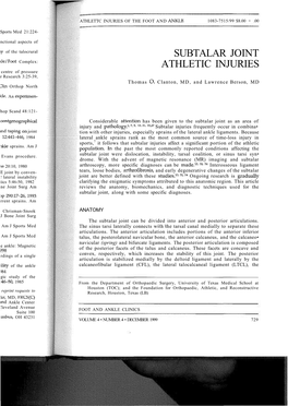 Subtalar Joint Athletic Injuries 731