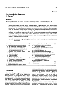 Ion-Association a Review' Reagents