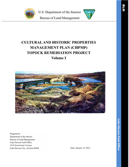 Cultural and Historic Properties Management Plan (Chpmp) Topock Remediation Project