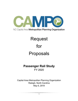 Passenger Rail Study FY 2020