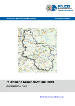 Polizeiliche Kriminalstatistik 2019 Oberbergischer Kreis