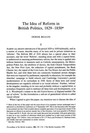 The Idea of Reform in British Politics, 1829- 1 M