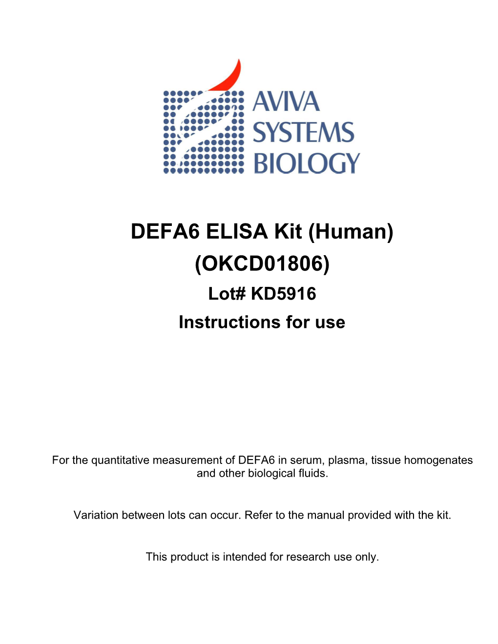 DEFA6 ELISA Kit (Human) OKCD01806