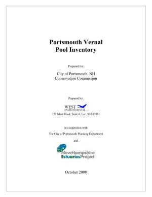 Portsmouth Vernal Pool Inventory