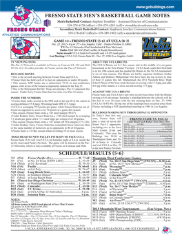Schedule/Results (5-6) Fresno State Men's Basketball