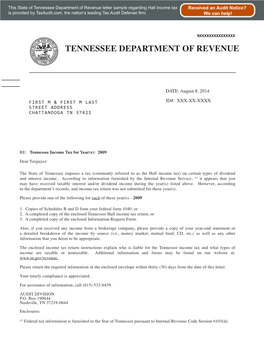 Tennessee Hall Income Tax Letter