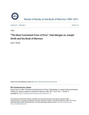 Dale Morgan on Joseph Smith and the Book of Mormon