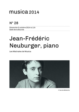 Jean-Frédéric Neuburger, Piano Les Matinales De Musica