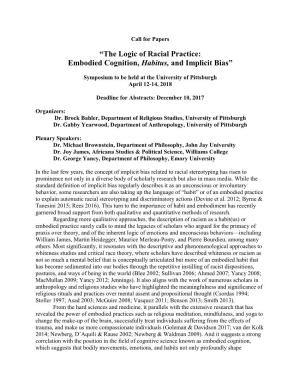 “The Logic of Racial Practice: Embodied Cognition, Habitus, and Implicit Bias”