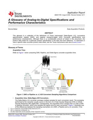 A Glossary of Analog-To-Digital Specifications and Performance Characteristics
