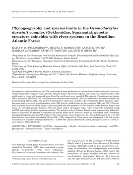 Phylogeography and Species Limits in the Gymnodactylus Darwinii