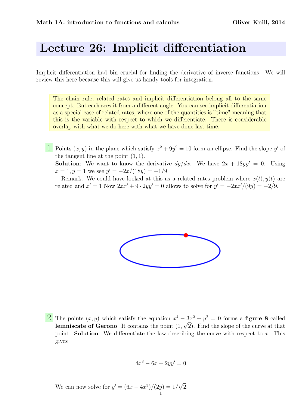 Lecture 26: Implicit Differentiation