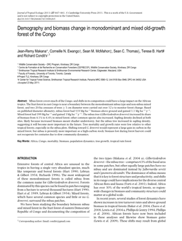 Demography and Biomass Change in Monodominant and Mixed Old-Growth Forest of the Congo