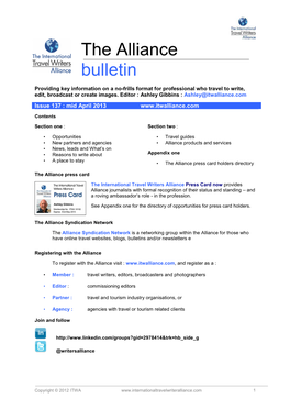 Alliance Bulletin Mid April 2013