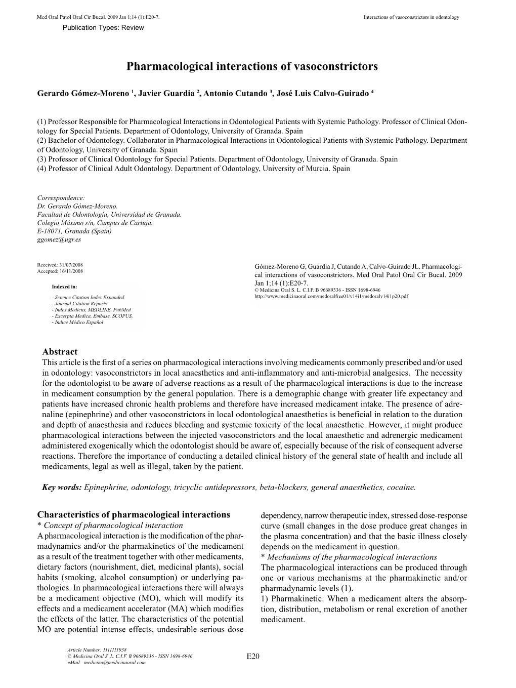 Pharmacological Interactions of Vasoconstrictors