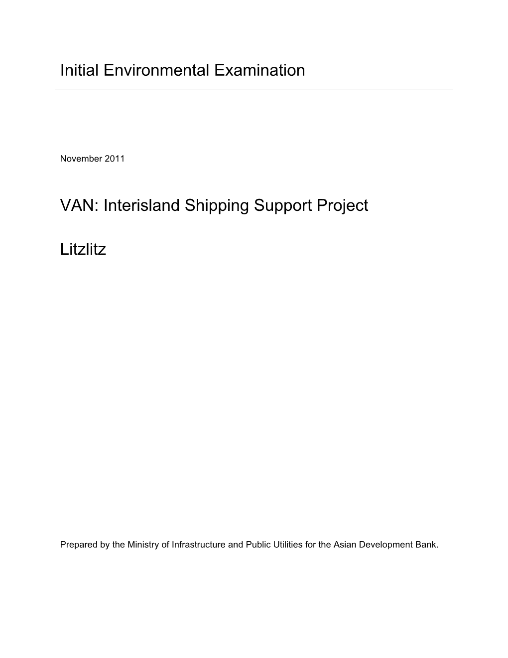 IEE: Vanuatu: Interisland Shipping Support Project