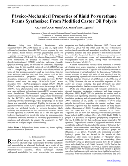 Physico-Mechanical Properties of Rigid Polyurethane Foams Synthesized from Modified Castor Oil Polyols