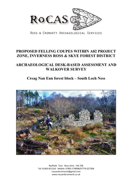 Proposed Felling Coupes Within A82 Project Zone, Inverness Ross & Skye Forest District