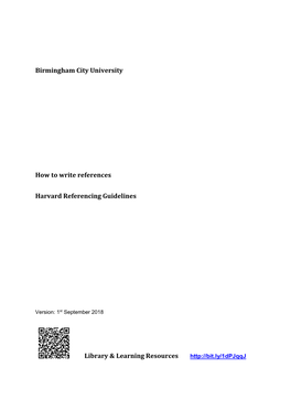 BCU Author-Date Referencing Guidelines Version 1St August 2014