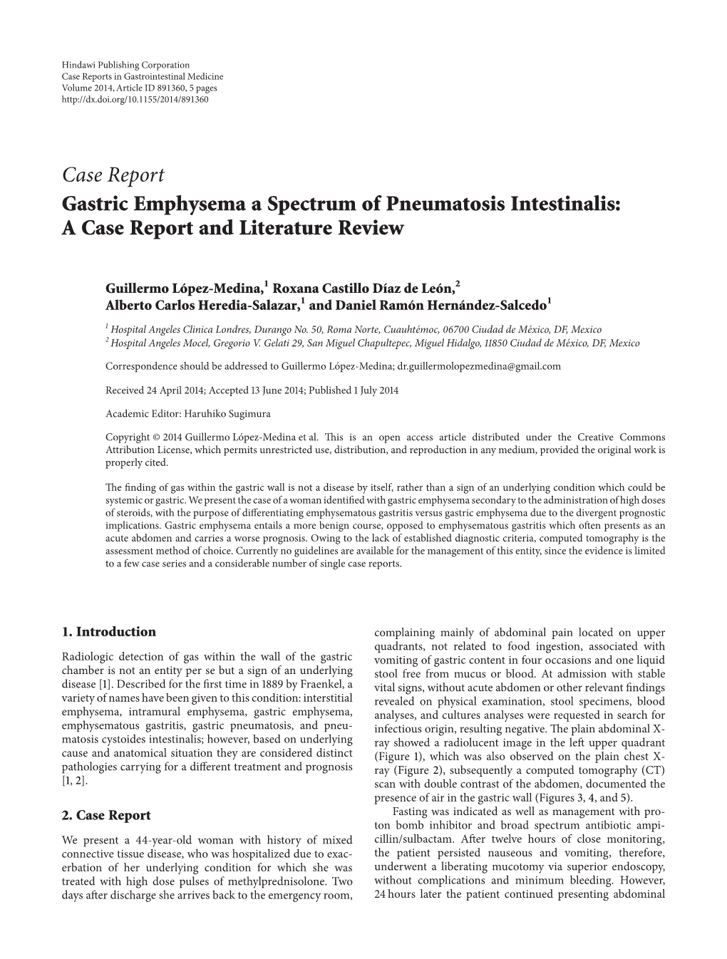 Gastric Emphysema a Spectrum of Pneumatosis Intestinalis: a Case Report and Literature Review