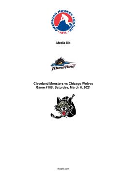 Media Kit Cleveland Monsters Vs Chicago Wolves Game #108