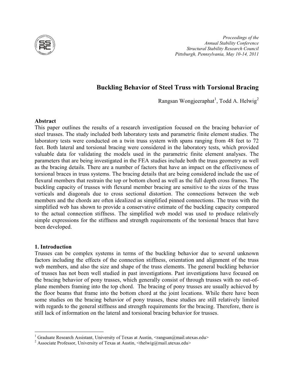 Buckling Behavior of Steel Truss with Torsional Bracing