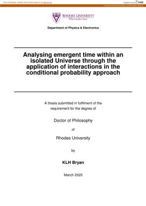Analysing Emergent Time Within an Isolated Universe Through the Application of Interactions in the Conditional Probability Approach