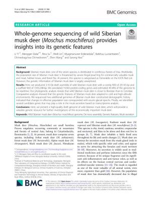Whole-Genome Sequencing of Wild Siberian Musk
