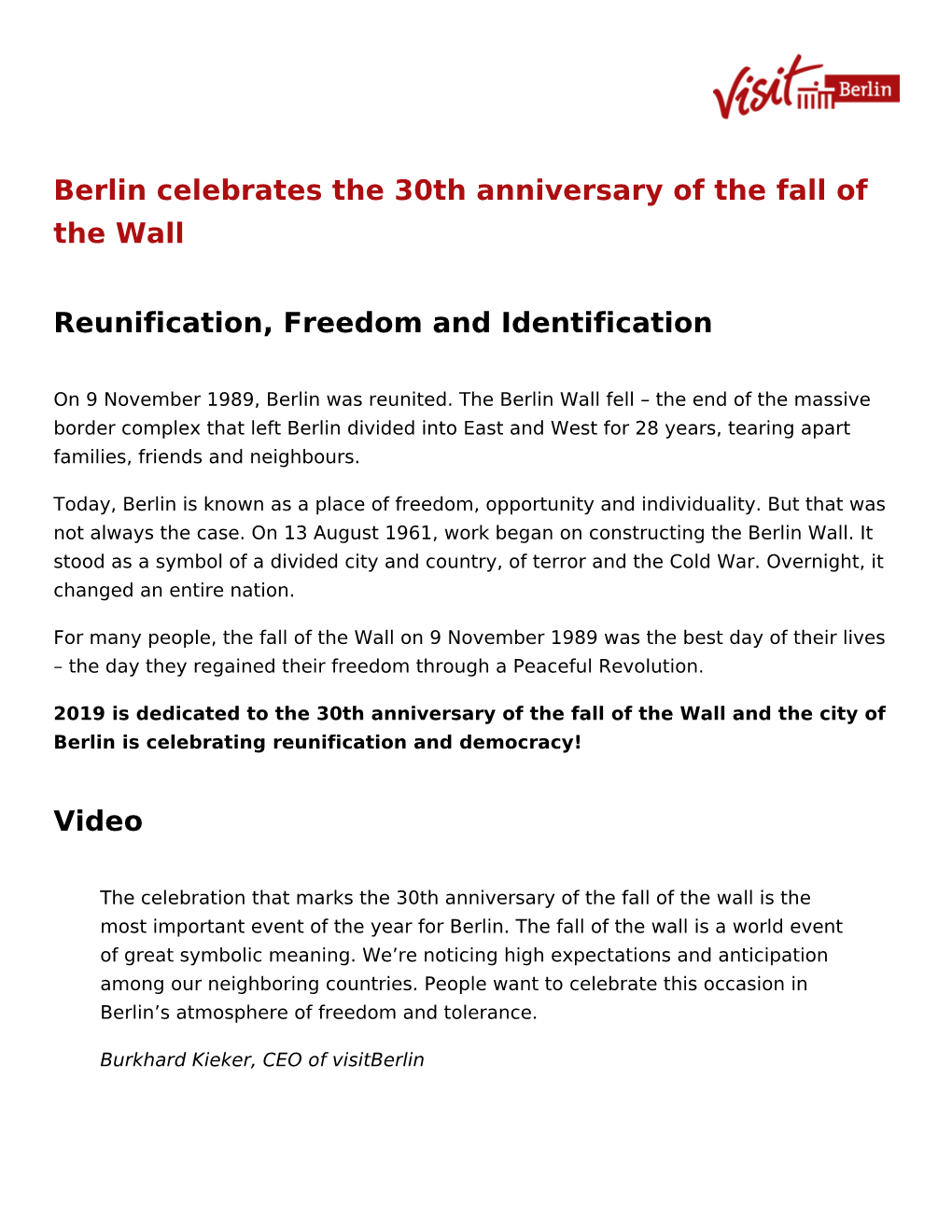 Berlin Celebrates the 30Th Anniversary of the Fall of the Wall Reunification