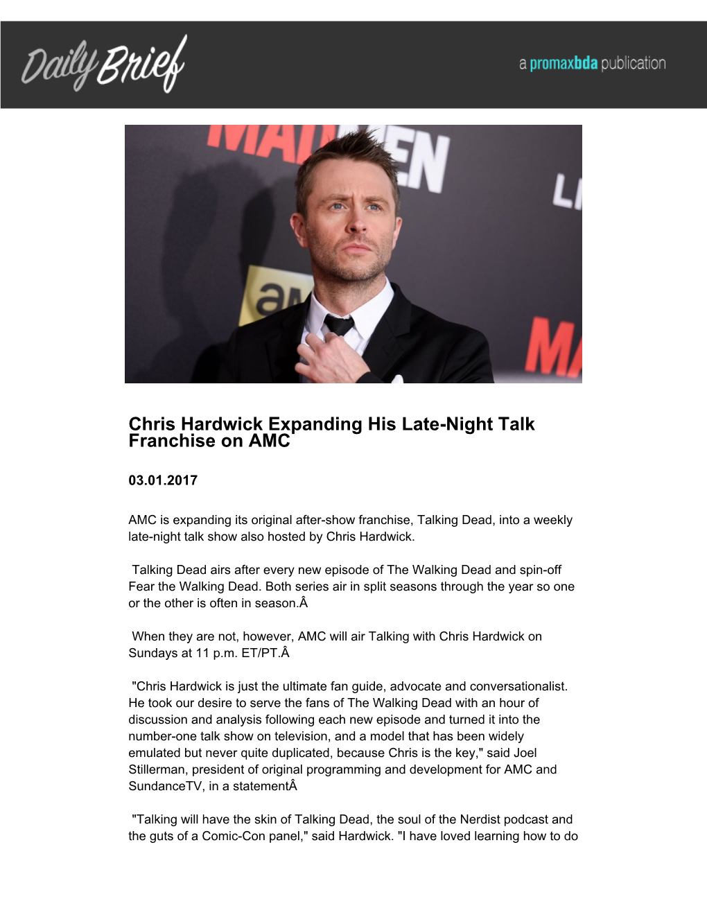 Chris Hardwick Expanding His Late-Night Talk Franchise on AMC