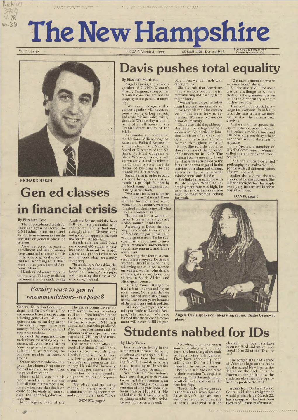 The New Hampshire, Vol. 78, No. 39 (Mar. 4, 1988)