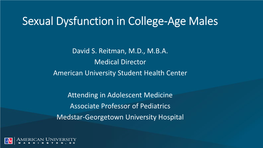 Sexual Dysfunction in College-Age Males