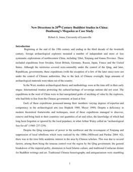 New Directions in 20Th Century Buddhist Studies in China: Dunhuang's Mogaoku As Case Study