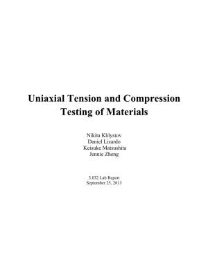 Uniaxial Tension and Compression Testing of Materials