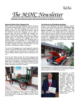 The MSHC Newsletter Published by the Maywood Station Historical Committee for Its Members and Friends