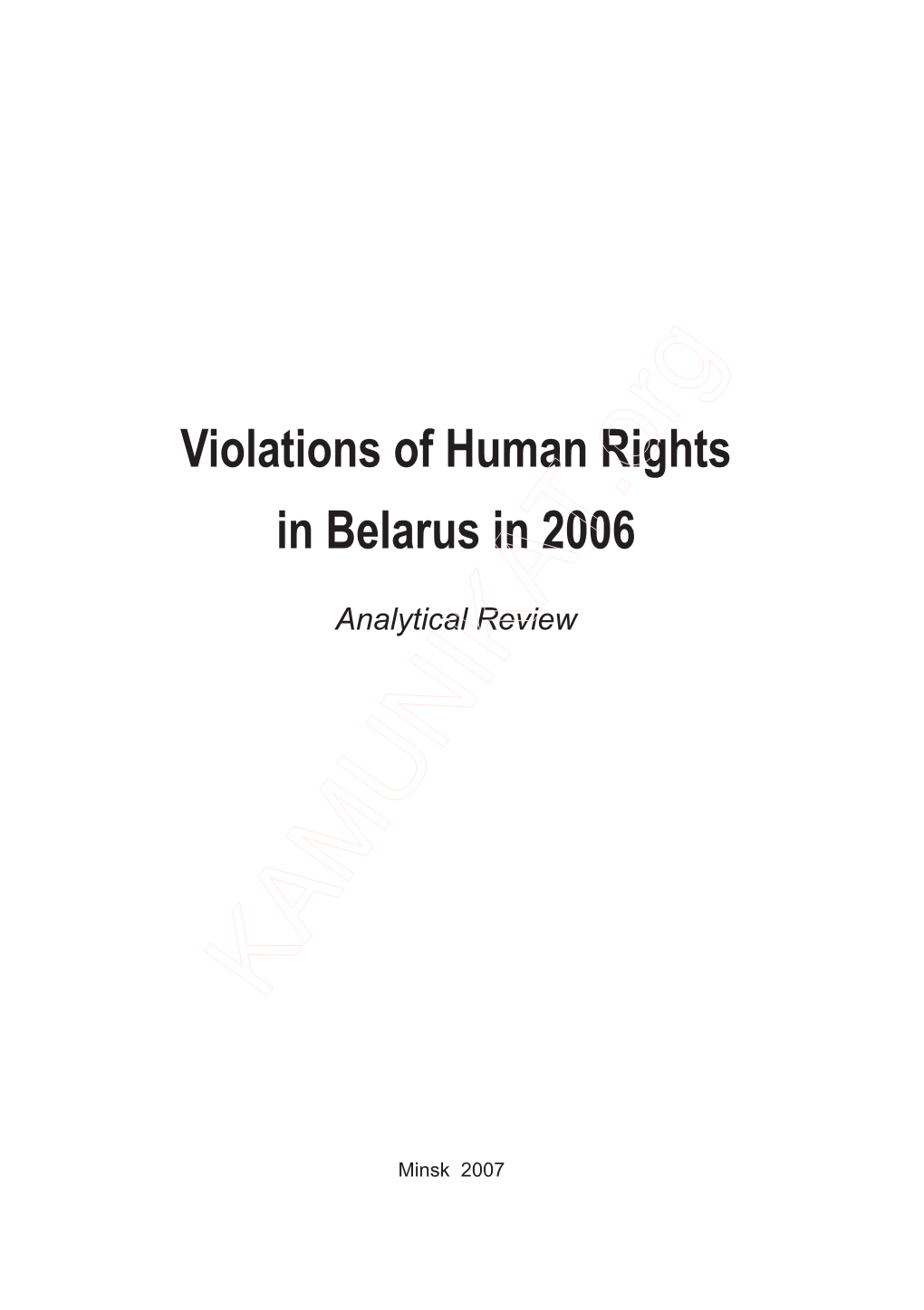 Violations of Human Rights in Belarus in 2006