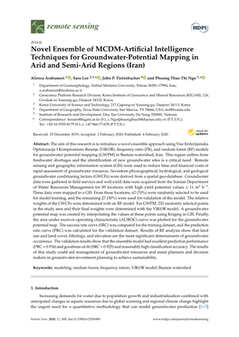 Novel Ensemble of MCDM-Artificial Intelligence Techniques for Groundwater-Potential Mapping in Arid and Semi-Arid Regions (Iran)