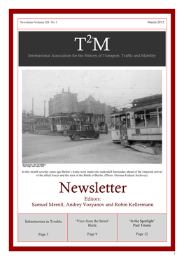 Newsletter Volume XII -No 1 March 2015