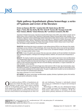 Optic Pathway–Hypothalamic Glioma Hemorrhage: a Series of 9 Patients and Review of the Literature