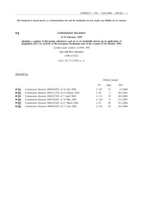 B COMMISSION DECISION of 23 February 1999 Adopting a Register